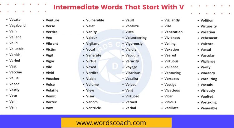 Intermediate Words That Start With V - wordscoach.com