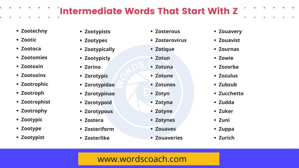 Intermediate Words That Start With Z - wordscoach.com