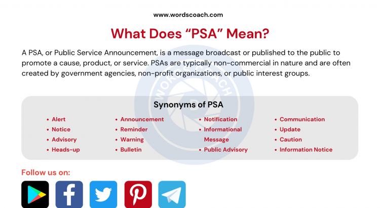 PSA - wordscoach.com