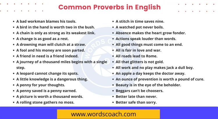 Common Proverbs in English - wordscoach.com