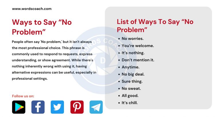 No Problem - wordscoach.com