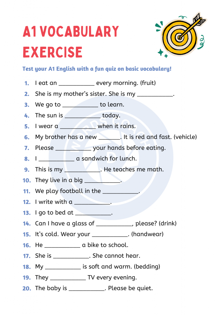 A1 Vocabulary Exercise - wordscoach.com
