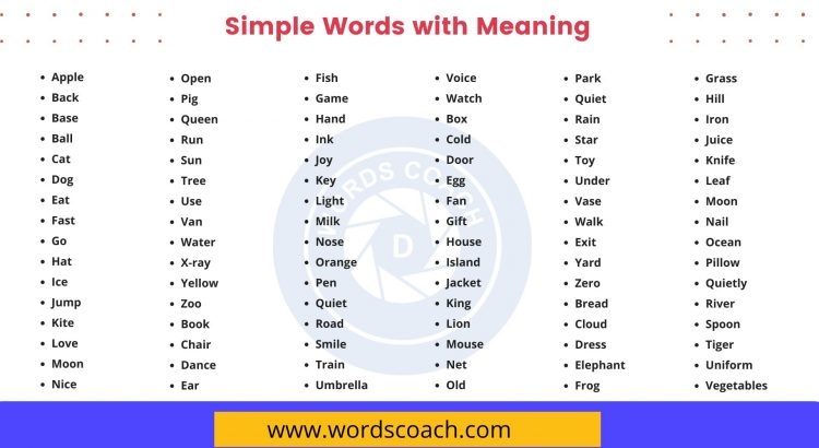 Simple Words with Meaning - wordscoach.com