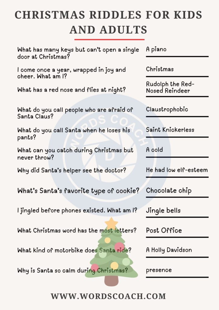 Christmas Riddles for Kids and Adults - wordscoach.com