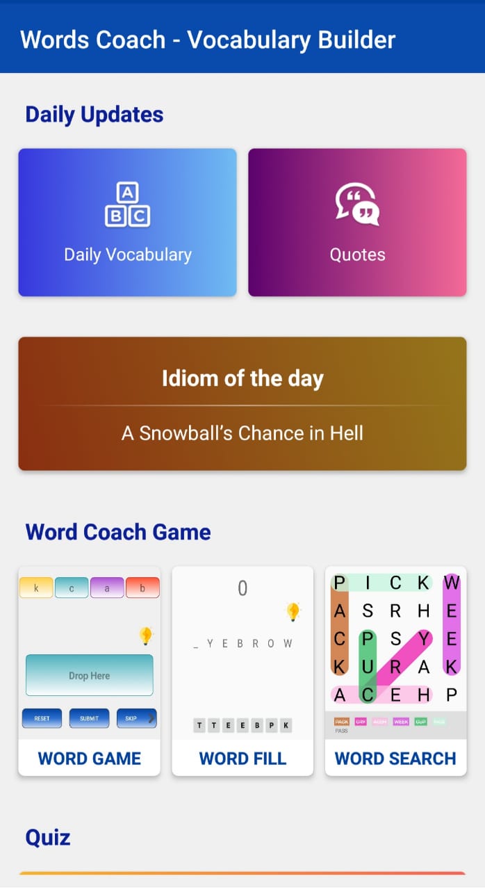 Word Coach: Vocabulary Builder Home page